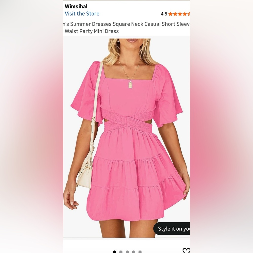 Pink Square Neck Cutout Dress - image 1
